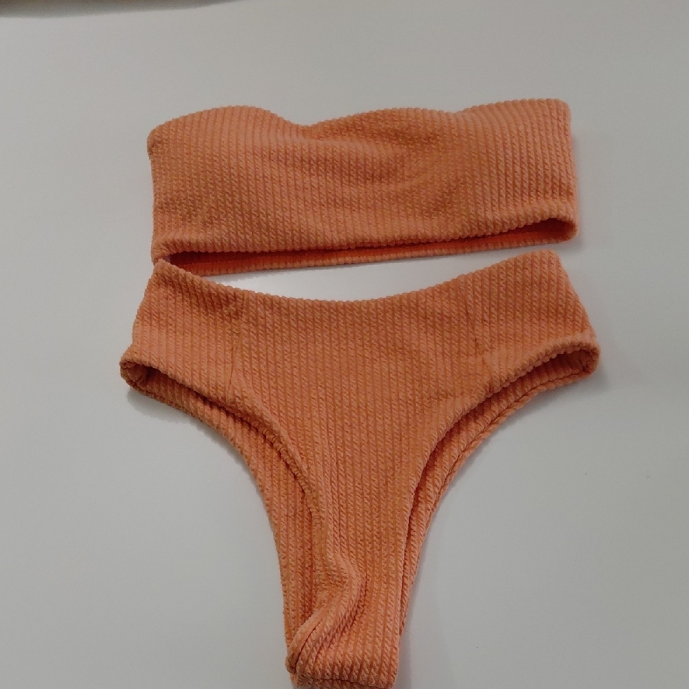 SHEIN Peach Textured Swimwear Small